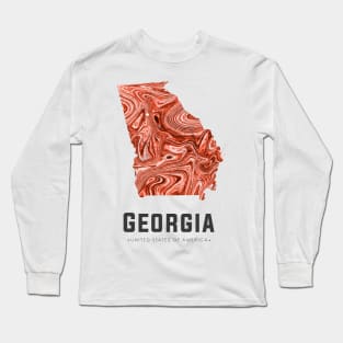 Georgia state map abstract brown Long Sleeve T-Shirt